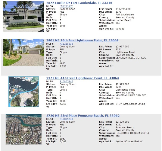 sneak previews see coming soon listings before they become active on Fort Lauderdale MLS